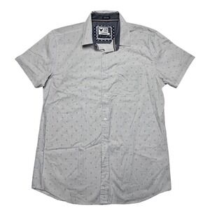 Company Eighty One Mens XL Short Sleeve Button‎ Shirt Gray Micro Print Cotton